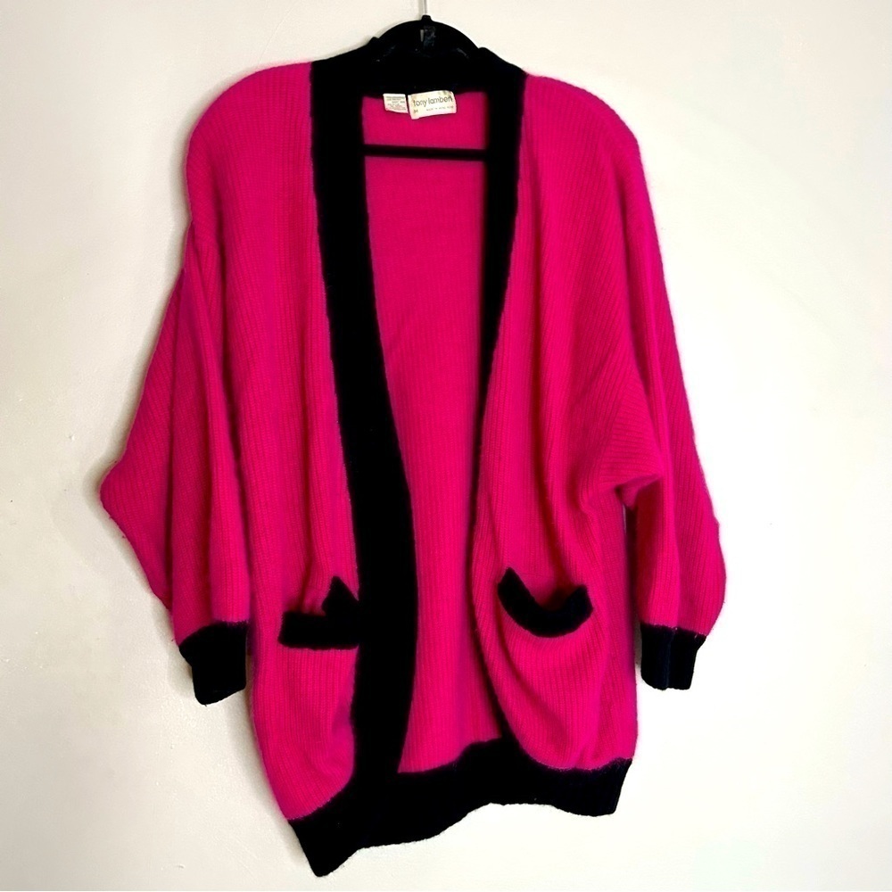 Vintage Tony Lambert 1980s Barbie Pink Lambswool angora cardigan & pencil skirt